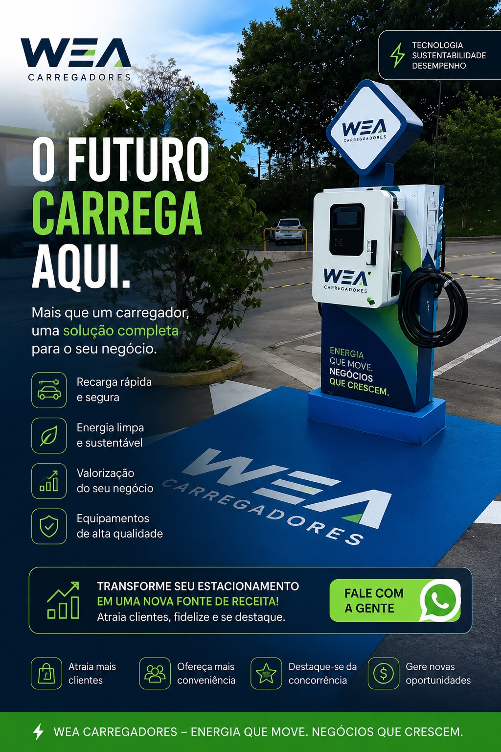 Totem WEA Carregadores em estacionamento externo